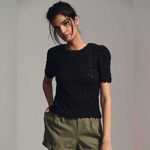 NWT By Anthropologie Pointelle Sweater Tee XSP